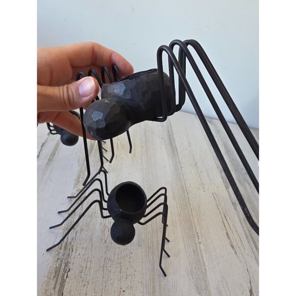 Metal spider candle holder votive Halloween decor set unique - Picture 12 of 14